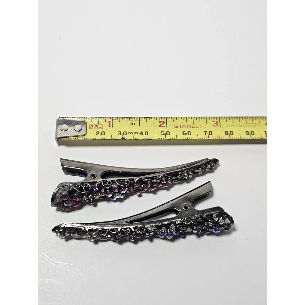 Vintage Hair Barrettes Clips Lot 21pc Huge Rhinestone Pearl Butterfly Floral Set